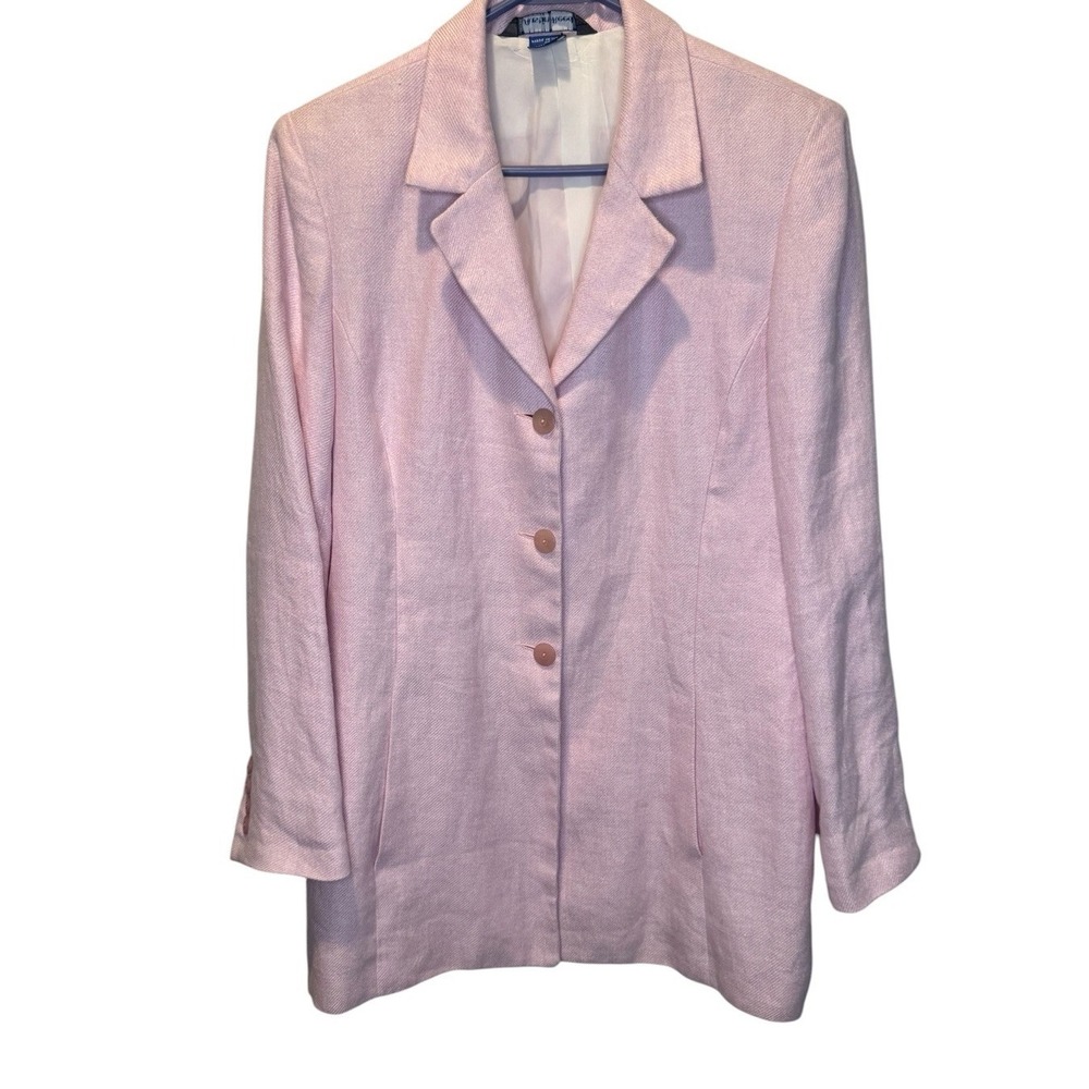 Austin Reed Light Pink 100% Linen Lined Womens Blazer 12 Coastal Preppy Classic